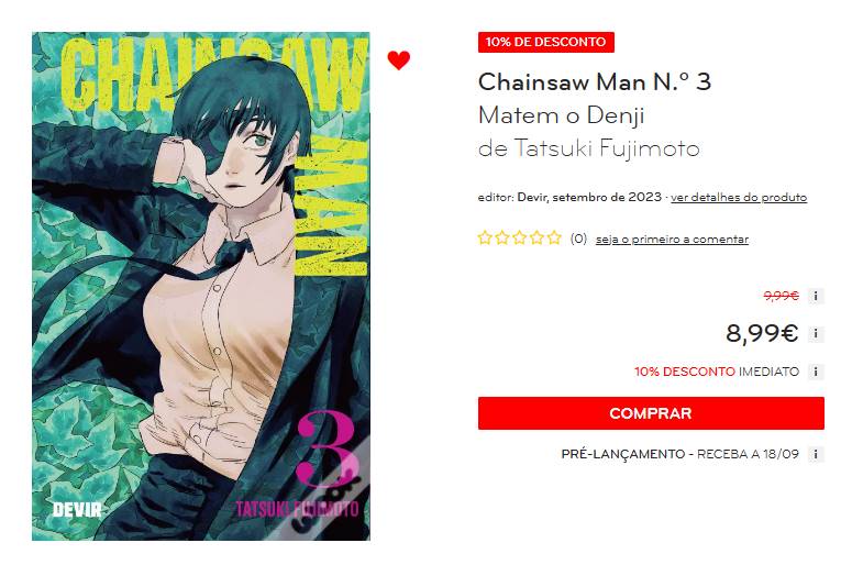 Chainsaw Man Vol. 3 pela Devir em Setembro de 2023