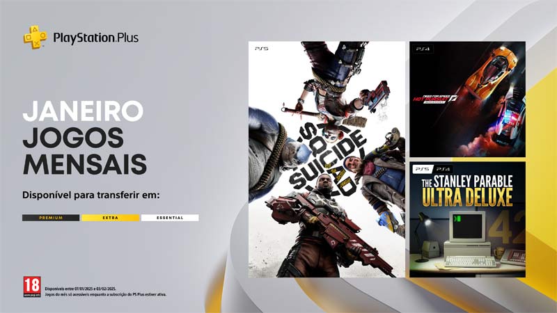 A Sony Interactive Entertainment anuncia os títulos que chegam este mês, sem custo adicional, para todos os níveis de subscrição do PlayStation Plus